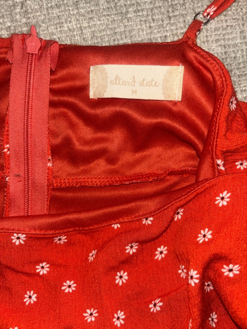 Alter’d State Red Floral Mini Dress Size M Cutout Back Zipper Summer - Picture 4 of 5
